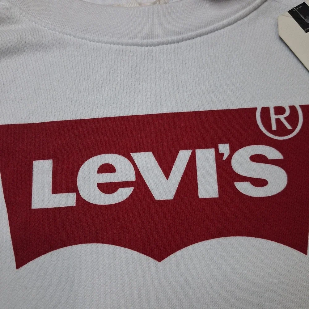 Levis Mens XL White Red Batwing Logo French Terry Raglan Sweatshirt NWT Casual